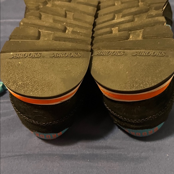 Brooks Black and Teal Athletic Shoes with Orange Highlights - Picture 8 of 13